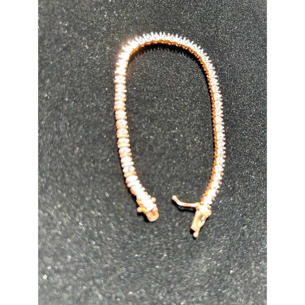 Rose Gold 925 Sterling Silver Tourmaline Tennis Bracelet 7" 10.56 g GP